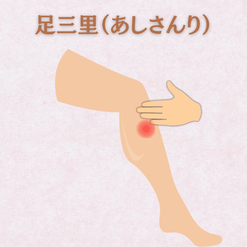 気象病をツボでケア｜足三里（あしさんり）の場所を解説した画像