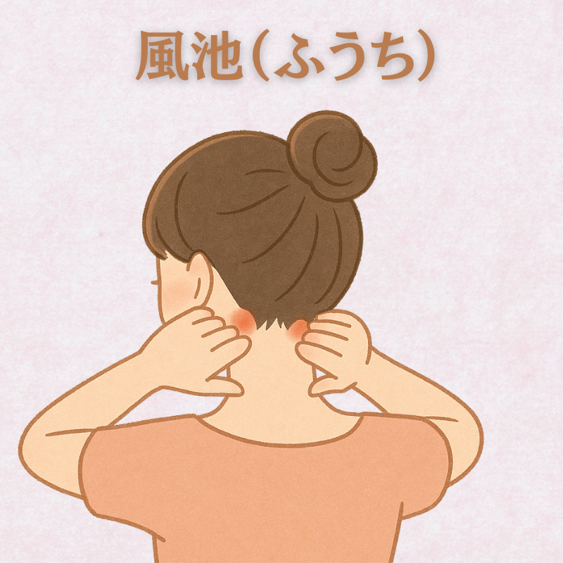 気象病をツボでケア｜風池（ふうち）の場所を解説した画像